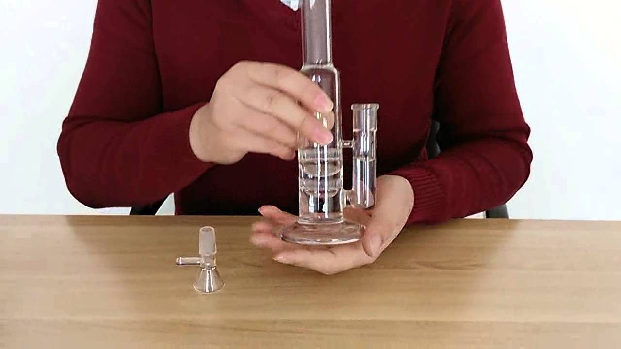 Two layer honeycomb disk perc glass water pipe glass bongs with 14.5mm glass bowl