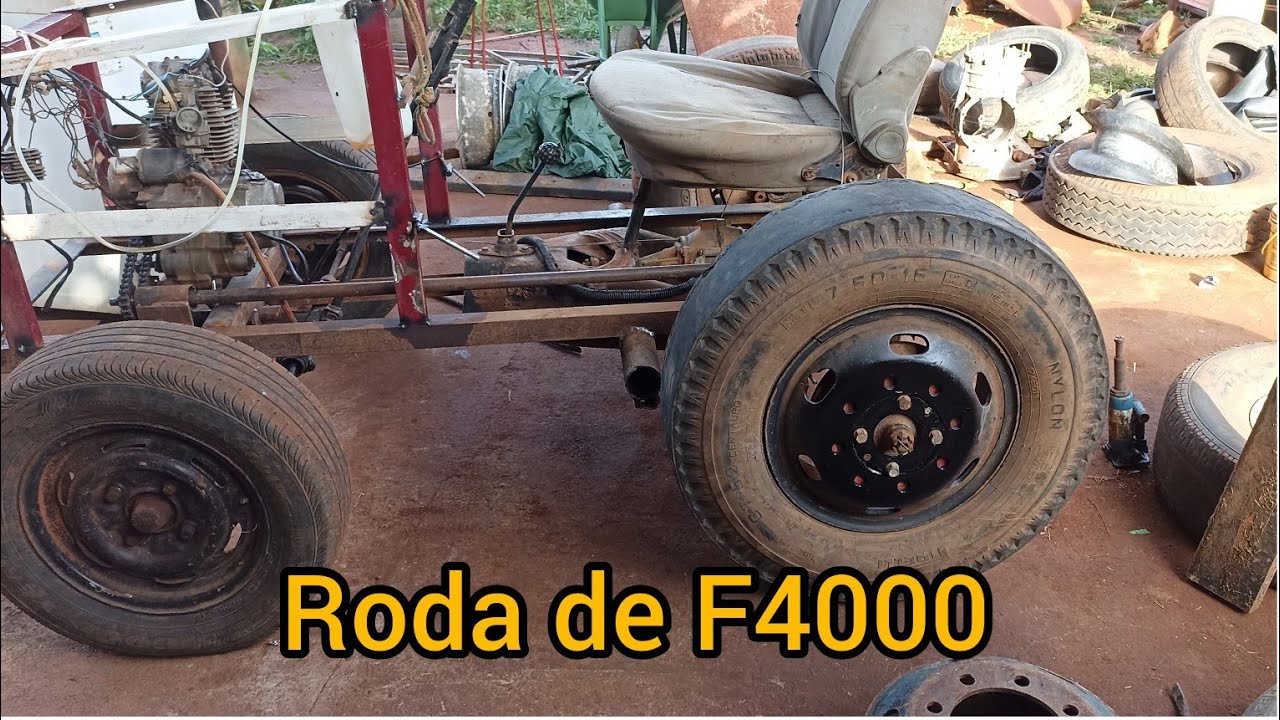 Como colocar roda de F4000 no Trator com Caixa de Marchas de Fusca e motor de moto