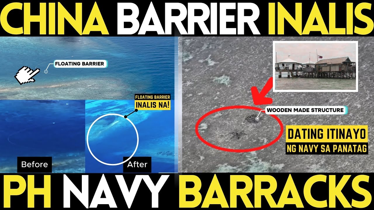 CHINA FLOATING BARRIER INALIS, UNDERWATER STRUCTURE DATING BARRACKS NG PH NAVY SA BAJO DE MASINLOC