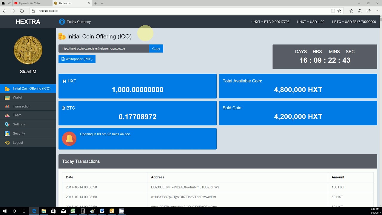 Hextra Coin - ICO Craziness! I Finally got some!