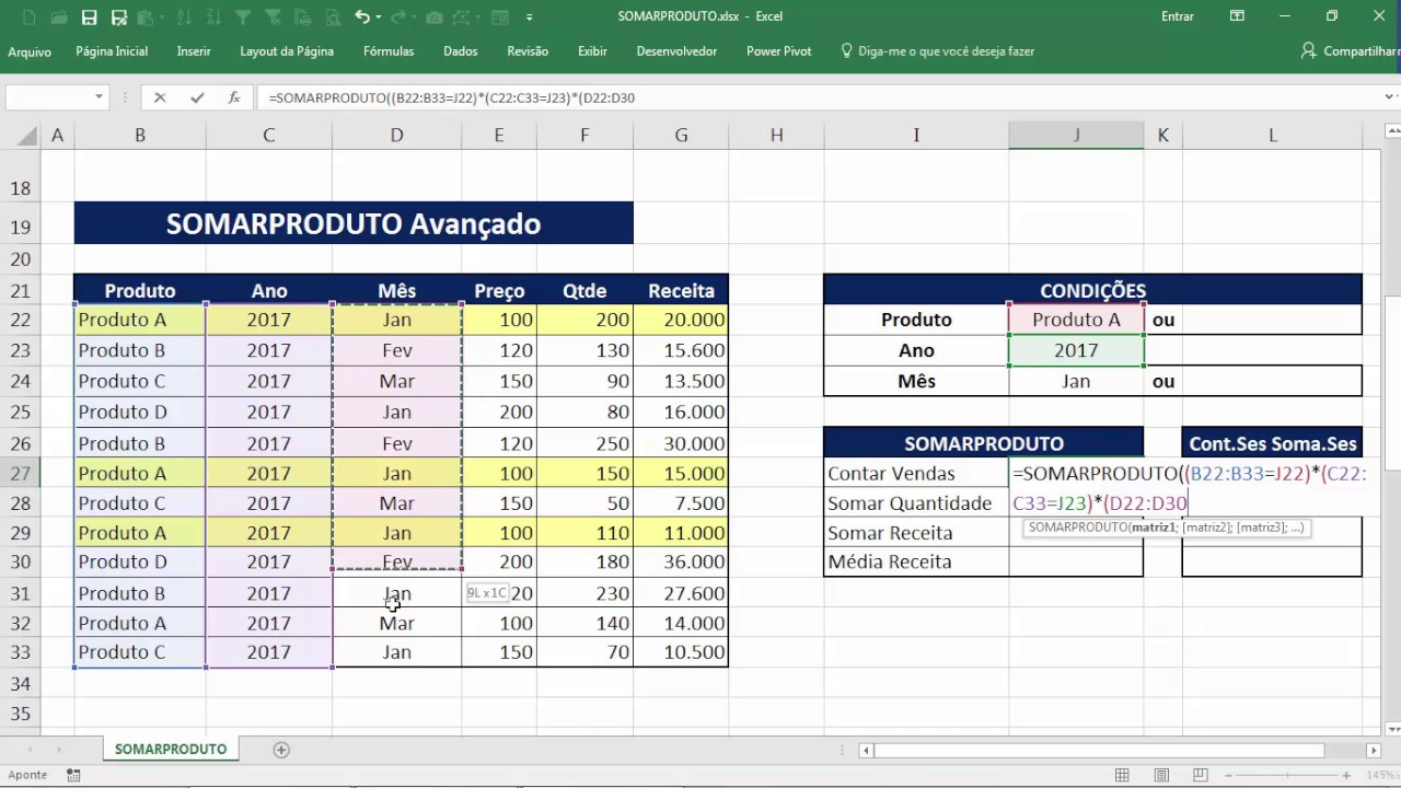 Excel - SOMARPRODUTO - Domine a poderosa função Somarproduto