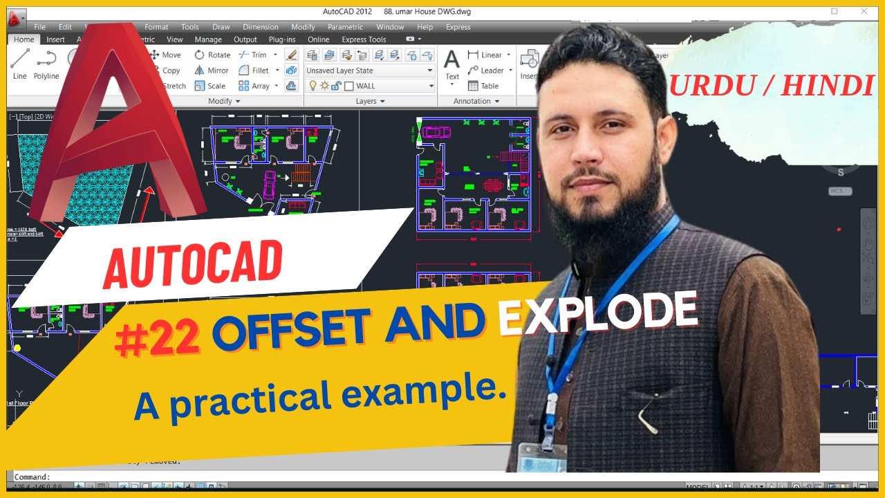 How to use an Offset and Explode command in AutoCAD: a practical example