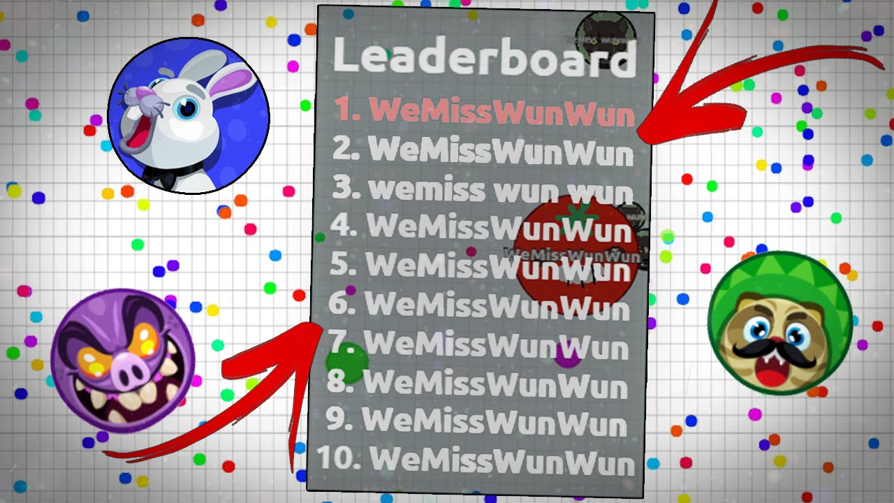 ''WeMissWunWun'' Writing On The Leaderboard - AGAR.IO EPIC LEADERBOARD WRITING FOR WUN WUN!!