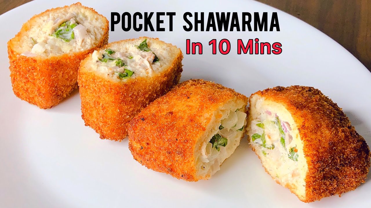 Easy Pocket Shawarma in 10 Minutes | Bread Pocket Shawarma Recipe | Easy Snack Recipe