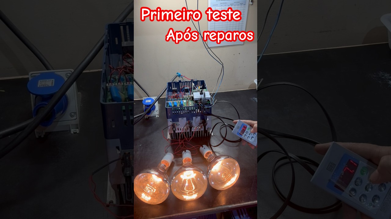 Primeiro teste ap&oacute;s reparos na SoftStarter SSW07-130A cart&atilde;o CPS73