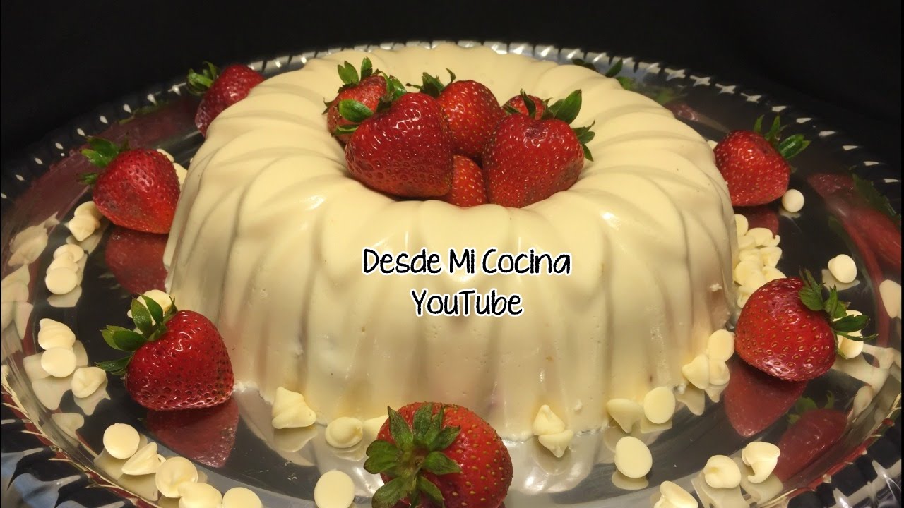 GELATINA DE CHOCOLATE BLANCO -con FRESAS-  || DESDE MI COCINA by Lizzy