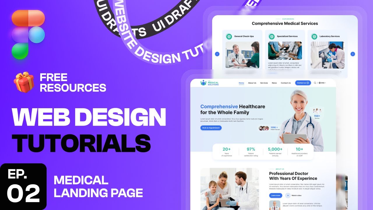 🎁FREE Resources: Web Design Tutorial Figma | EP2 - Medical Landing Page