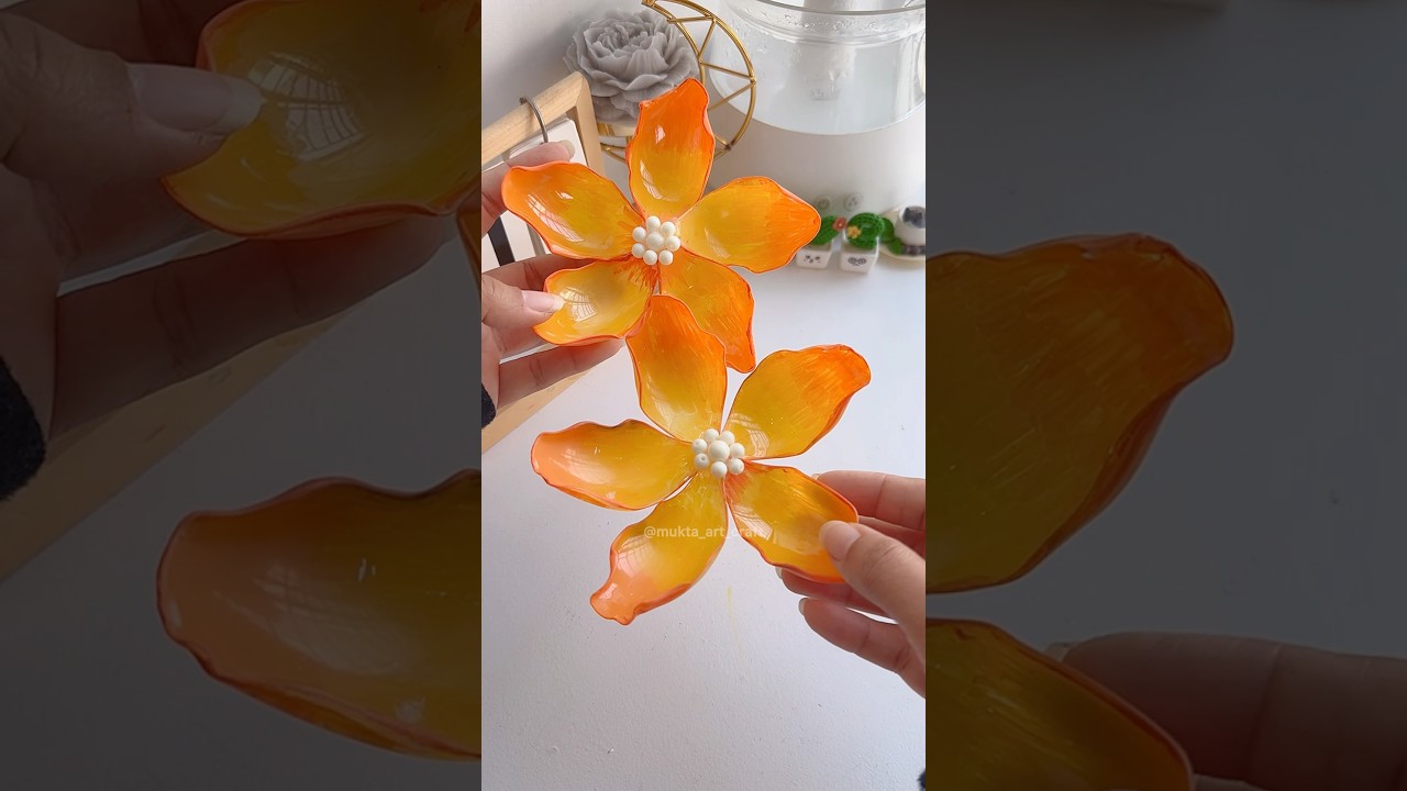🌺DIY Hibiscus Clip from plastic spoons ✨😍#shorts #art #diy #viralvideo #youtubeshortsvideos