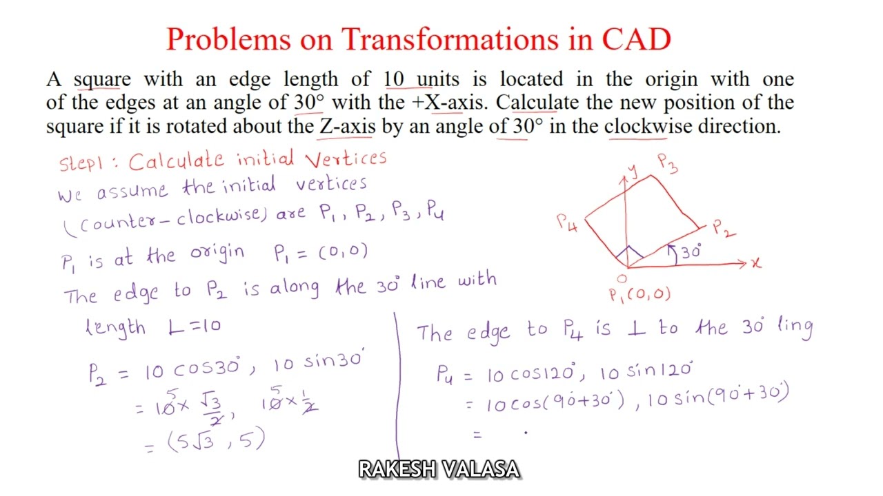 Problem on Transformations in CAD - Square Rotation