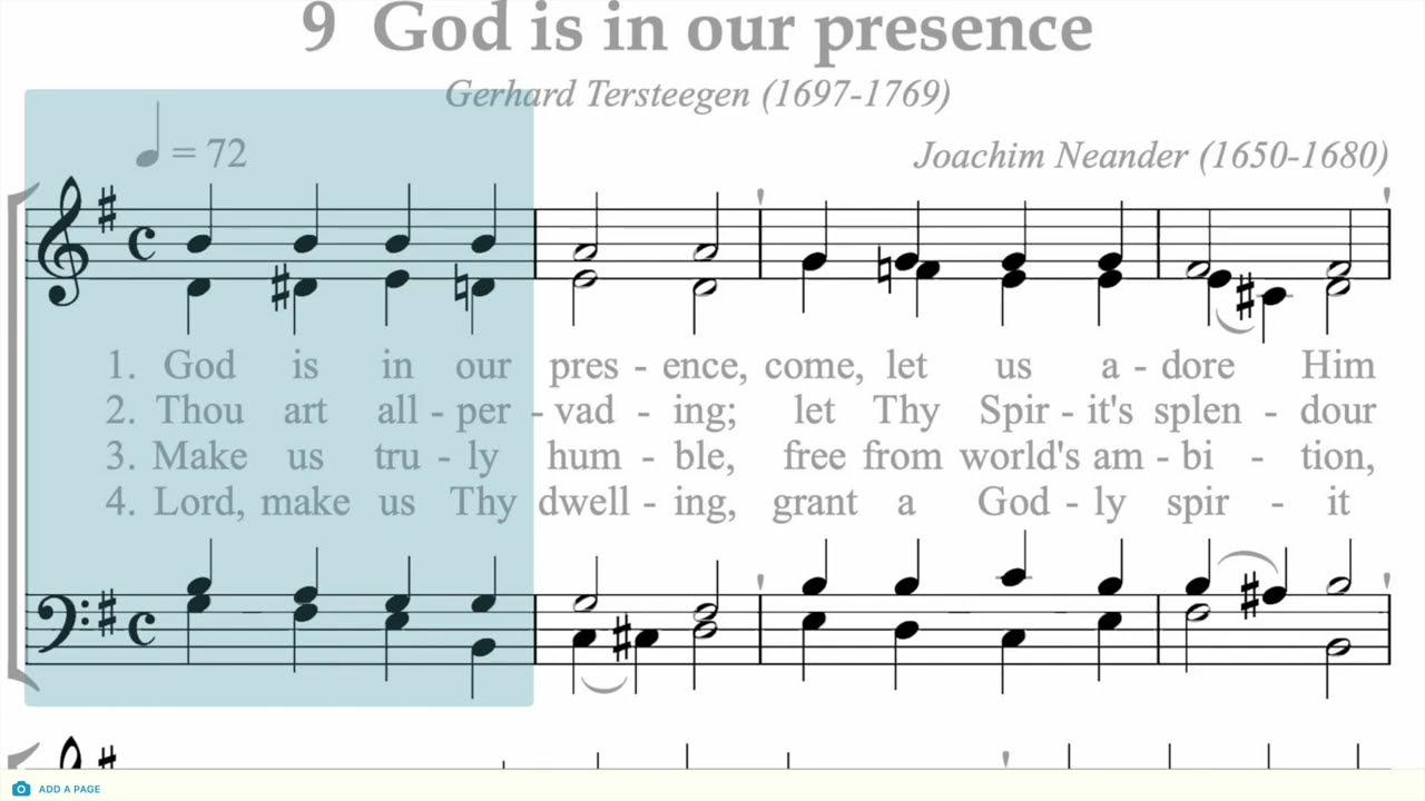Hymnal 009 God is in our presence