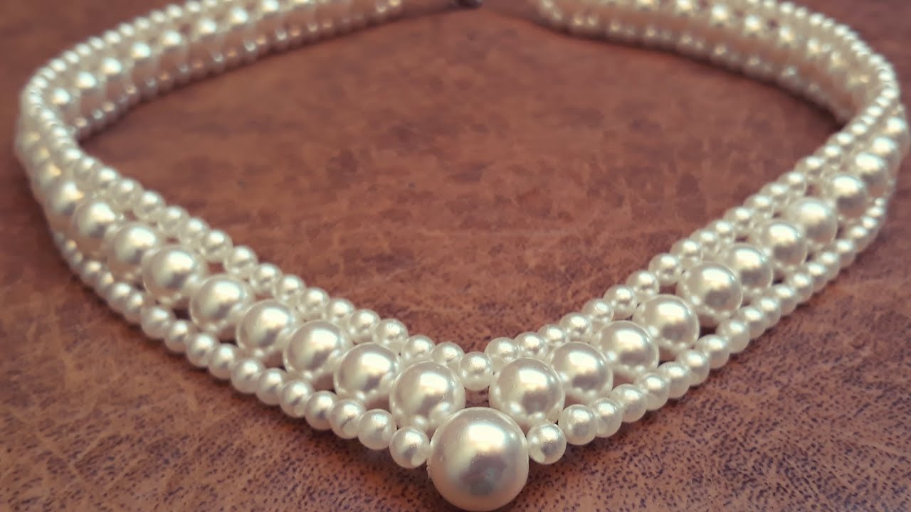 Hermoso Collar de Perlas en V...Clase #262!!!