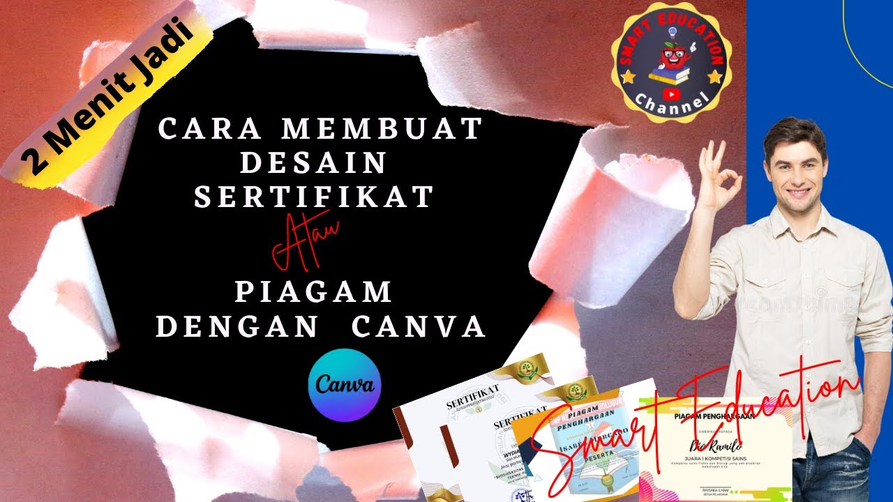 CARA MEMBUAT DESAIN SERTIFIKAT ATAU PIAGAM DENGAN CANVA || Ngak Pakai Lama. 2 Menit Jadi.