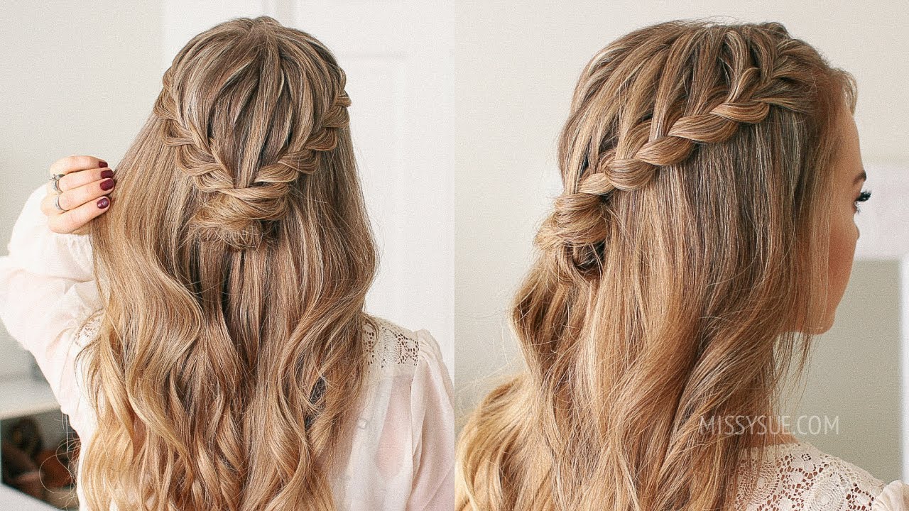 Half Up Lace Braid Mini Bun | Missy Sue