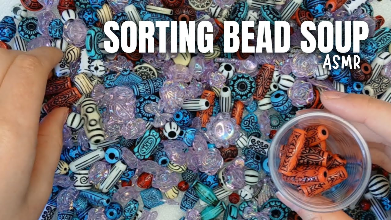 Sorting Bead Soup | Blue, Red & Purple Acrylic Pandahall Bead Mix ASMR