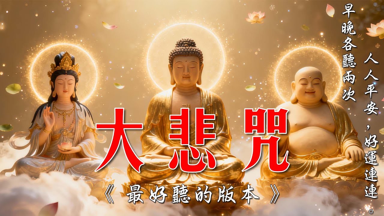 100% 無廣告 大悲咒最好聽的版本 🌿 早晚各聽兩次，人人平安，好運連連。🌷  一切諸菩薩慈悲與加持 慈佑眾 大慈大悲救苦救難 🙏 每日聽一聽淨心又自在 🌷 Buddhist Songs