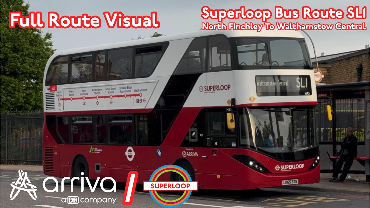 [Full Route Visual] London Superloop Bus Route SL1: North Finchley - Walthamstow