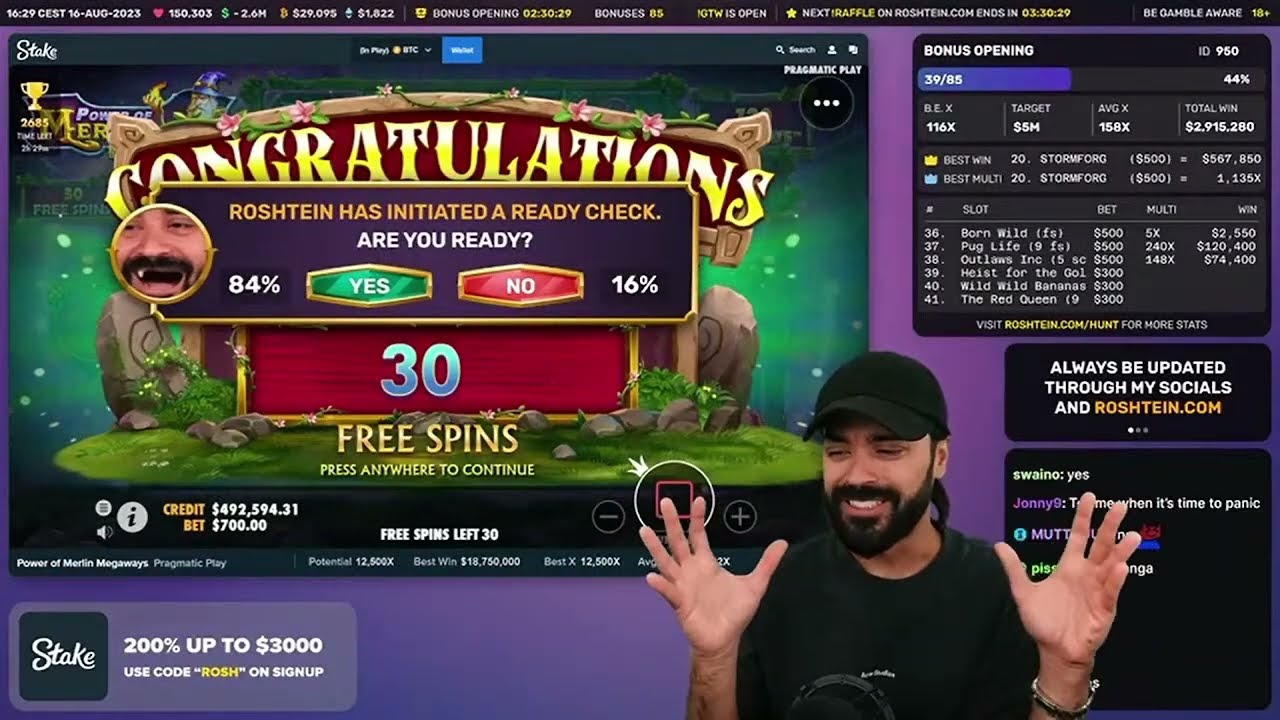 $10,500,000 WIN during Roshtein's Bonus Opening - 950 Part 2 - August 16, 2023