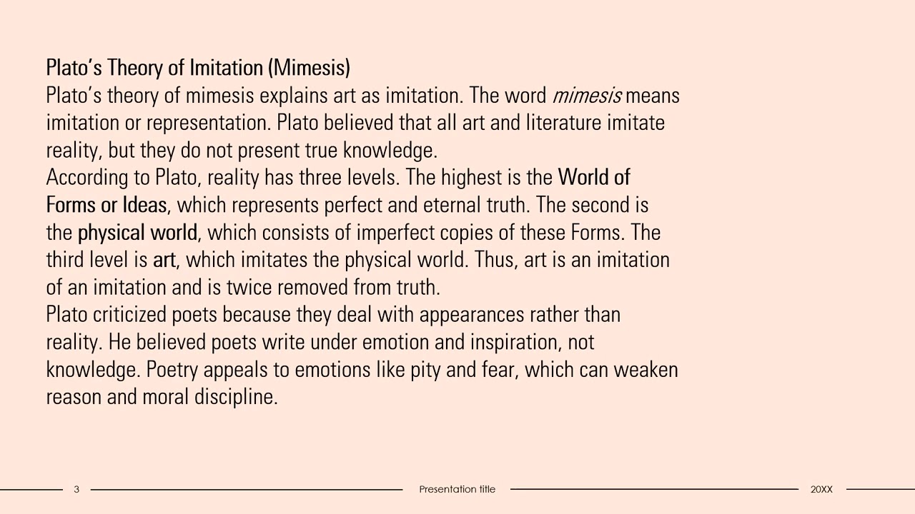 Plato`s theory of imitation of arts or Mimesis(literary criticism)