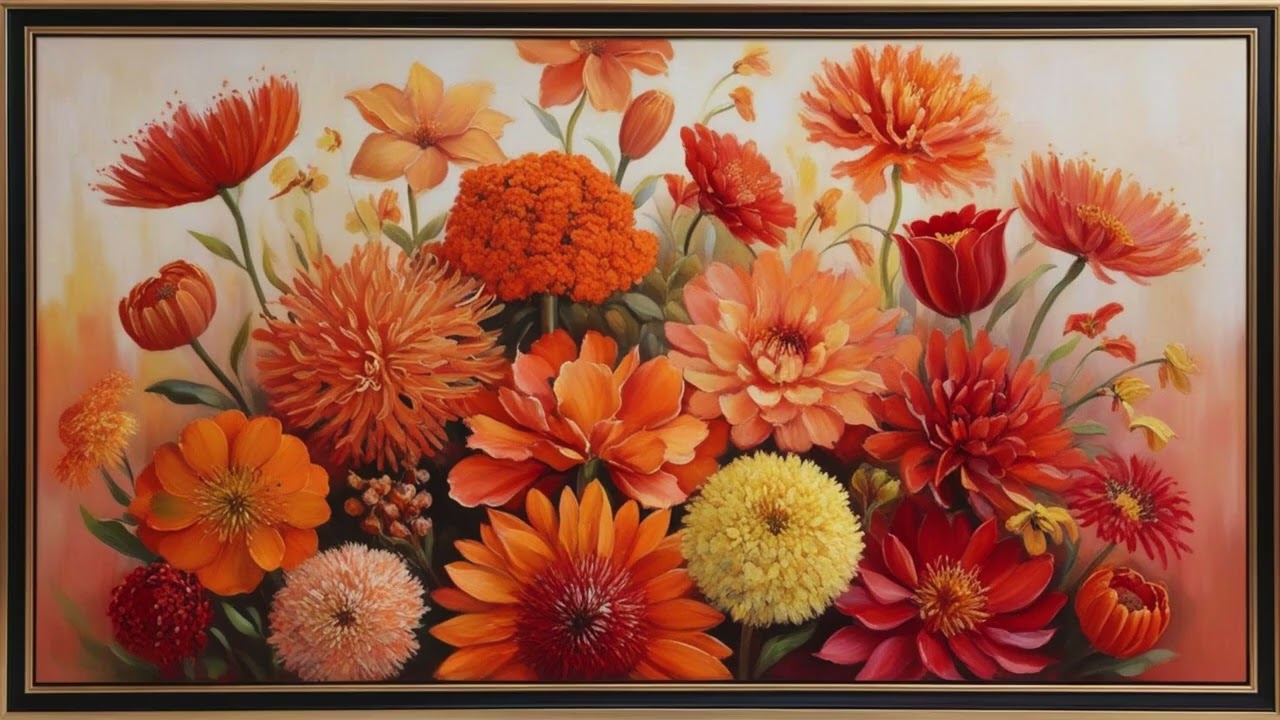 🌺 Una obra de arte de una flor de color naranja cálido (Protector de pantalla para TV)