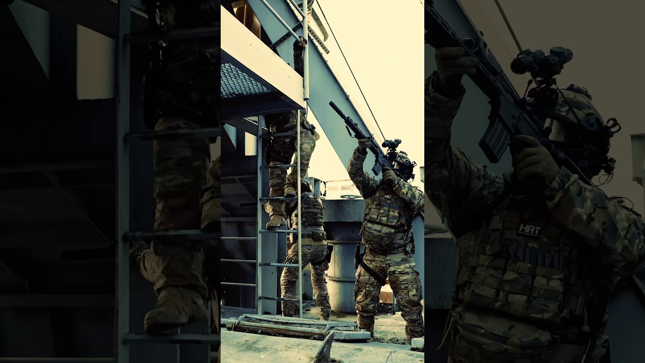 Cleaning the passages and approaching the stairs in a naval environment. 