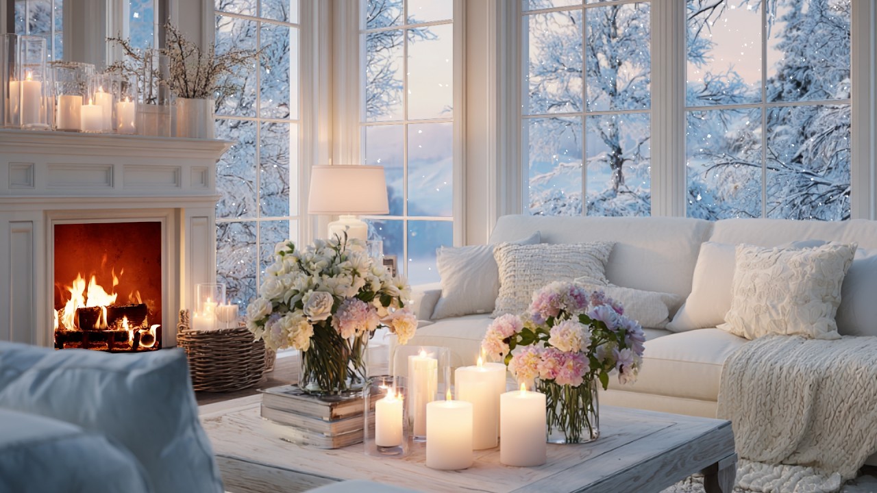 Slow Piano Flowing beneath Winter Glow ❄️ A Peaceful Deep Work Atmosphere