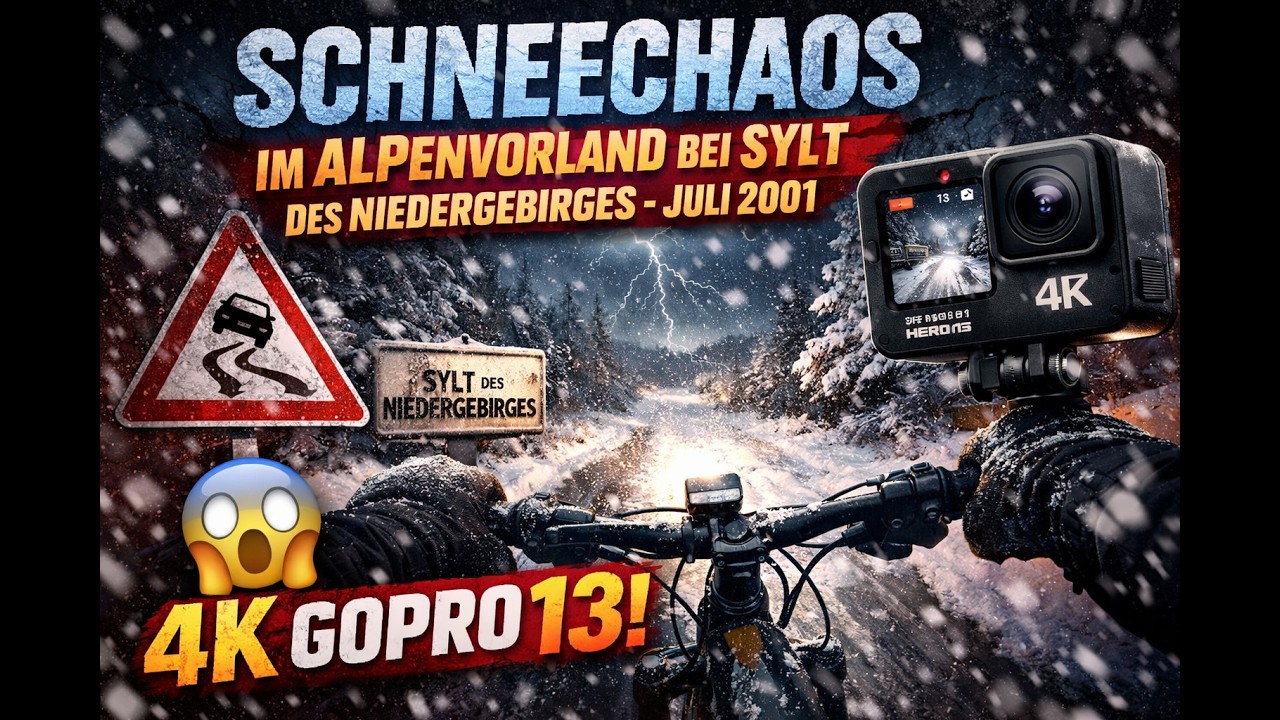 Schneechaos  im Alpenvorland bei Sylt des Niedergebirges - Juli 2001 4k GOPRO 13