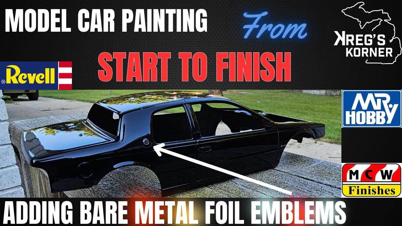 MODEL CAR PAINTING START TO FINISH -  AIRBRUSHING, PT 1 WITH BARE METAL FOIL EMBLEMS. #modelcars