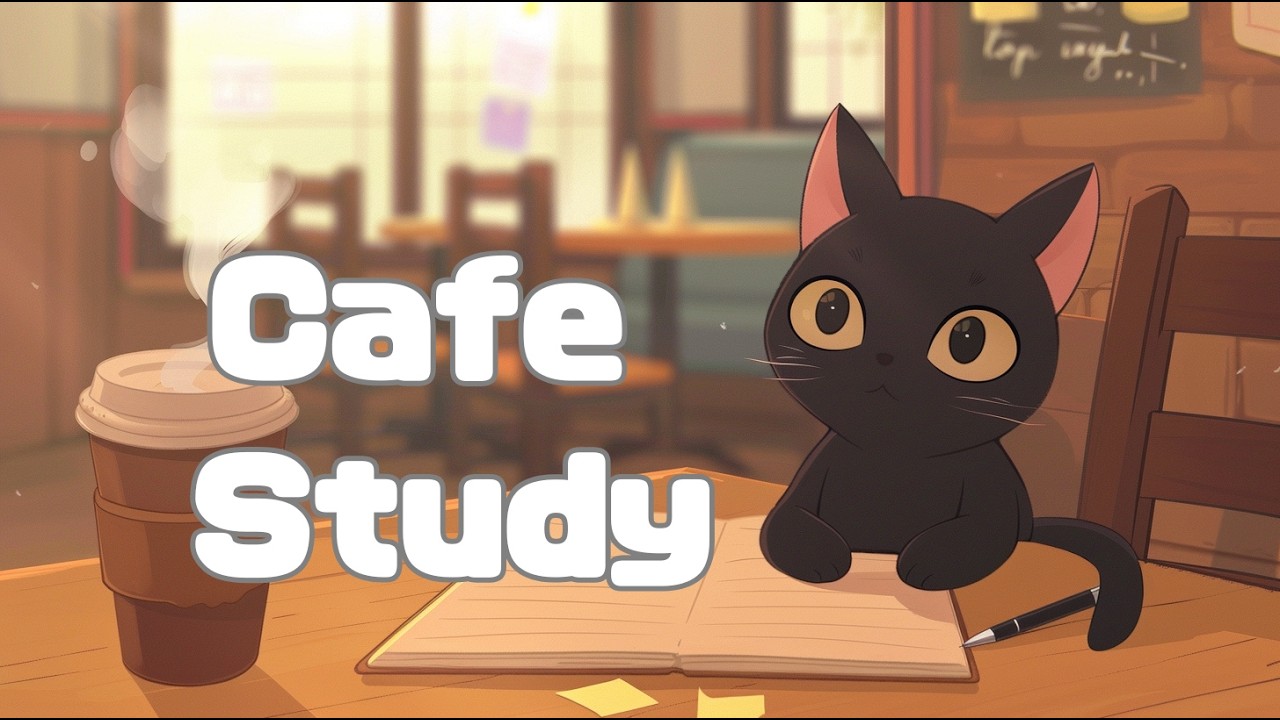 Soft Jazz Lofi for Studying | Black Cat Cafe Afternoon (60 BPM)