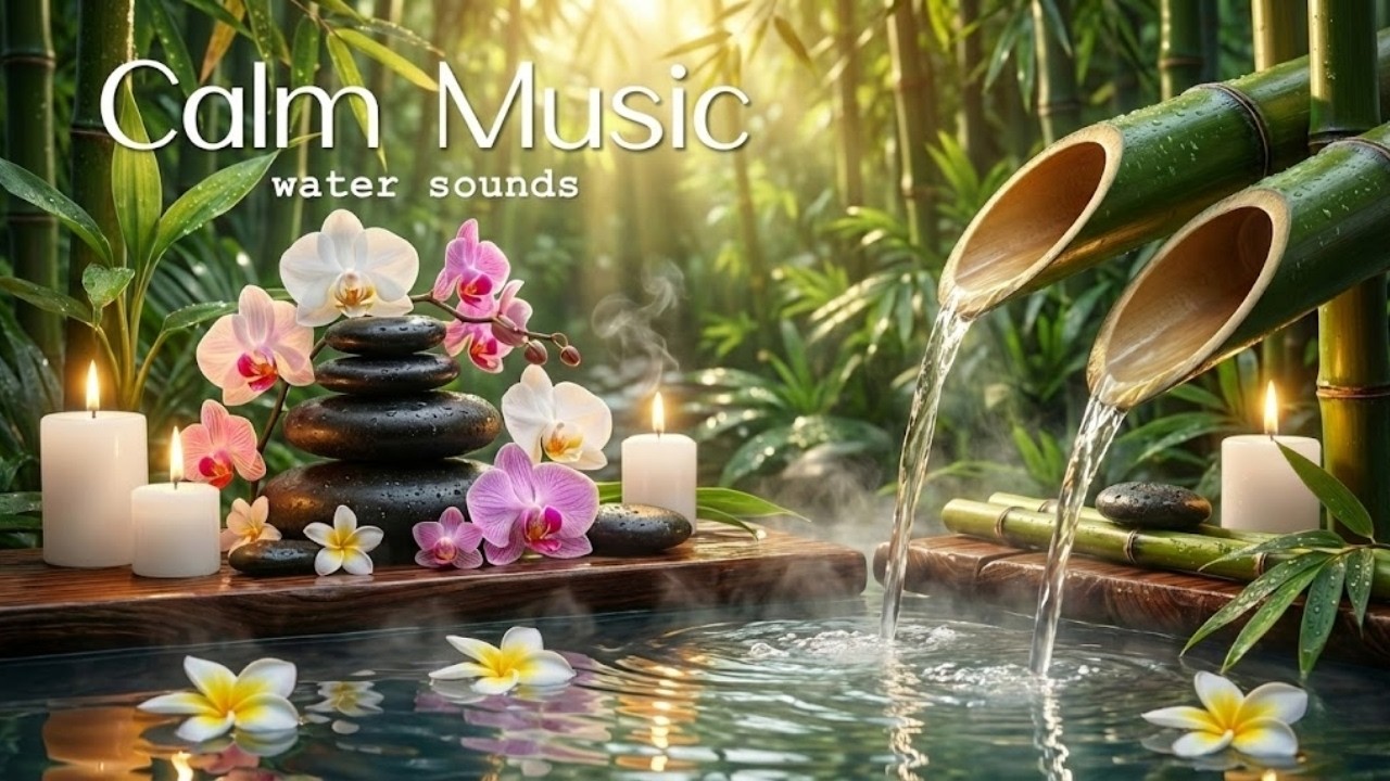 Beautiful Relaxing Music 🌿 Nature Sounds & Calming Piano with Bamboo Water for Deep Meditation