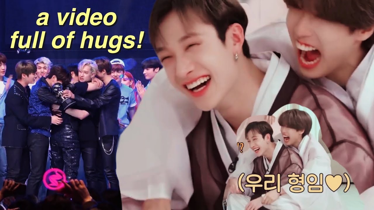 just a bunch of clips of skz hugging bangchan