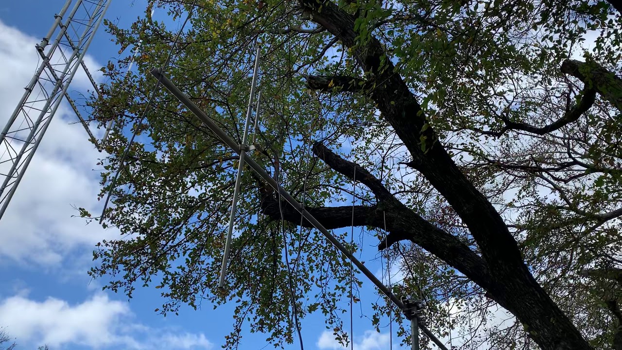 Taking SWR readings on a Cushcraft VHF two meter yagi antenna.