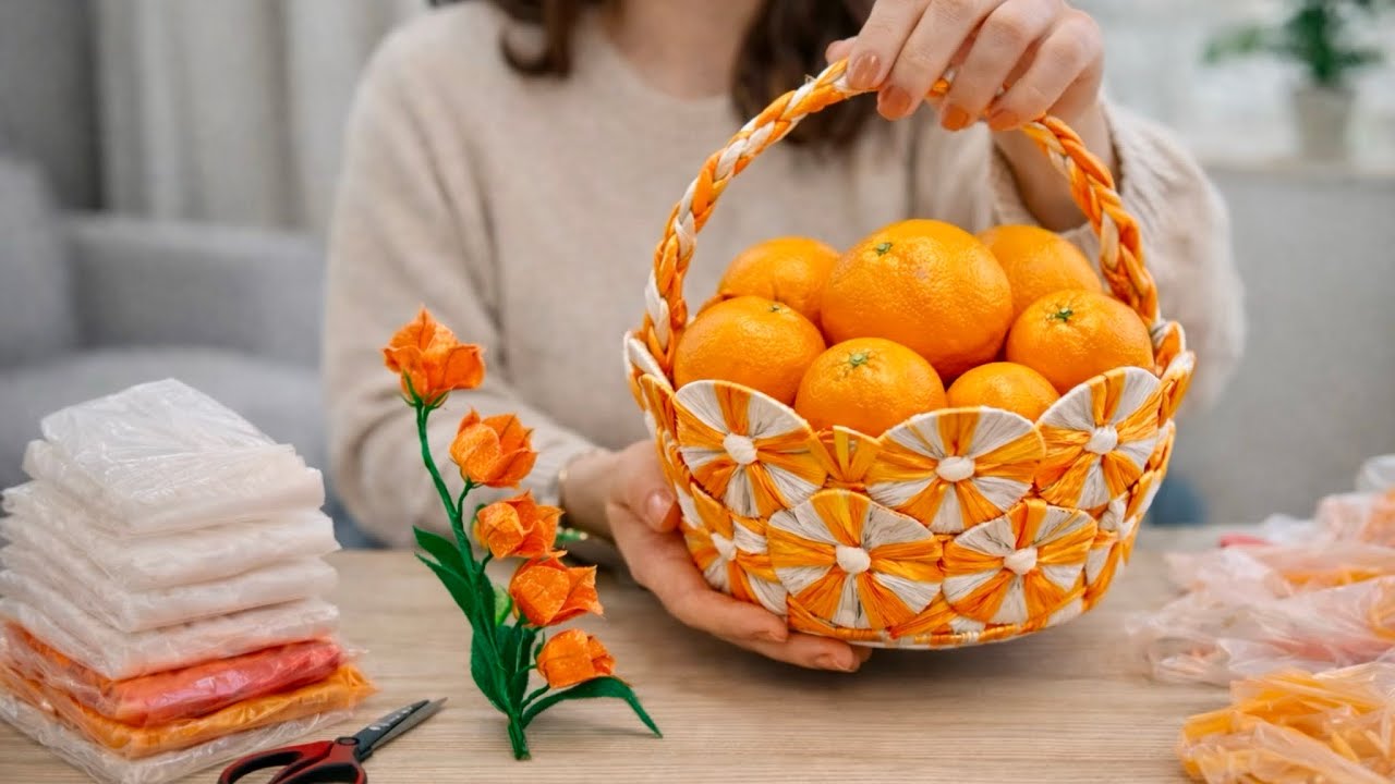 Don’t Throw Plastic Bags! Make This Amazing Basket 😍♻️