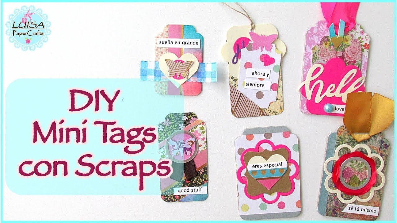 DIY Scrapbook Embellishments | Mini Tags con sobrantes de papel | Luisa PaperCrafts