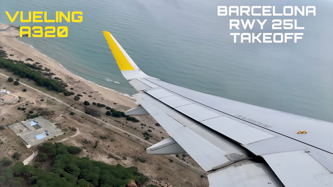 Vueling | Airbus A320 | Pushback, Safety Message, Start-up, Taxi & Takeoff from Barcelona!