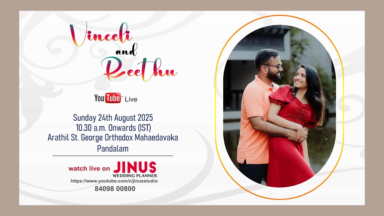 Wedding Ceremony of Vinceli & Reethu || YouTube Live Streaming