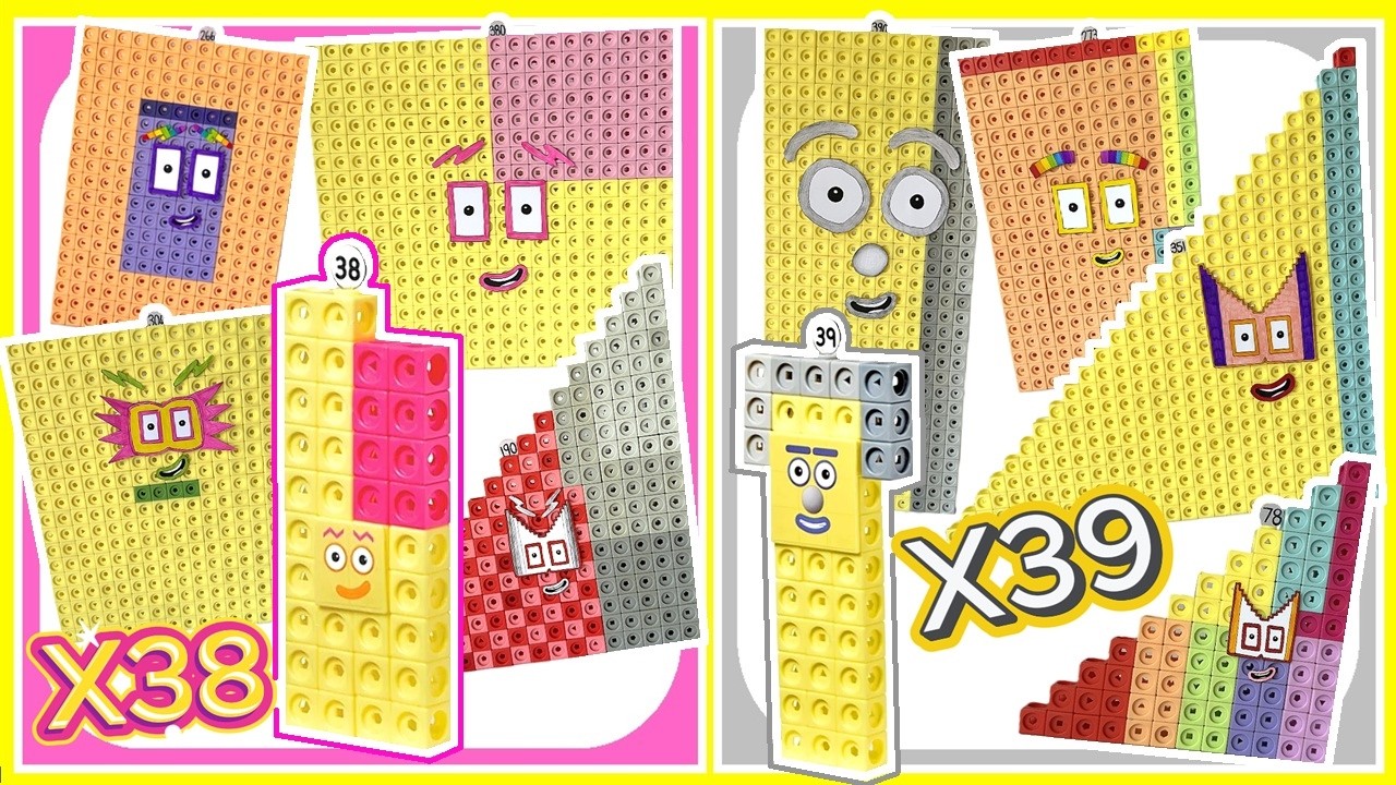 Таблица умножения Numberblocks на 38 и 39 | Таблица умножения с кубиками MathLink X38 x39