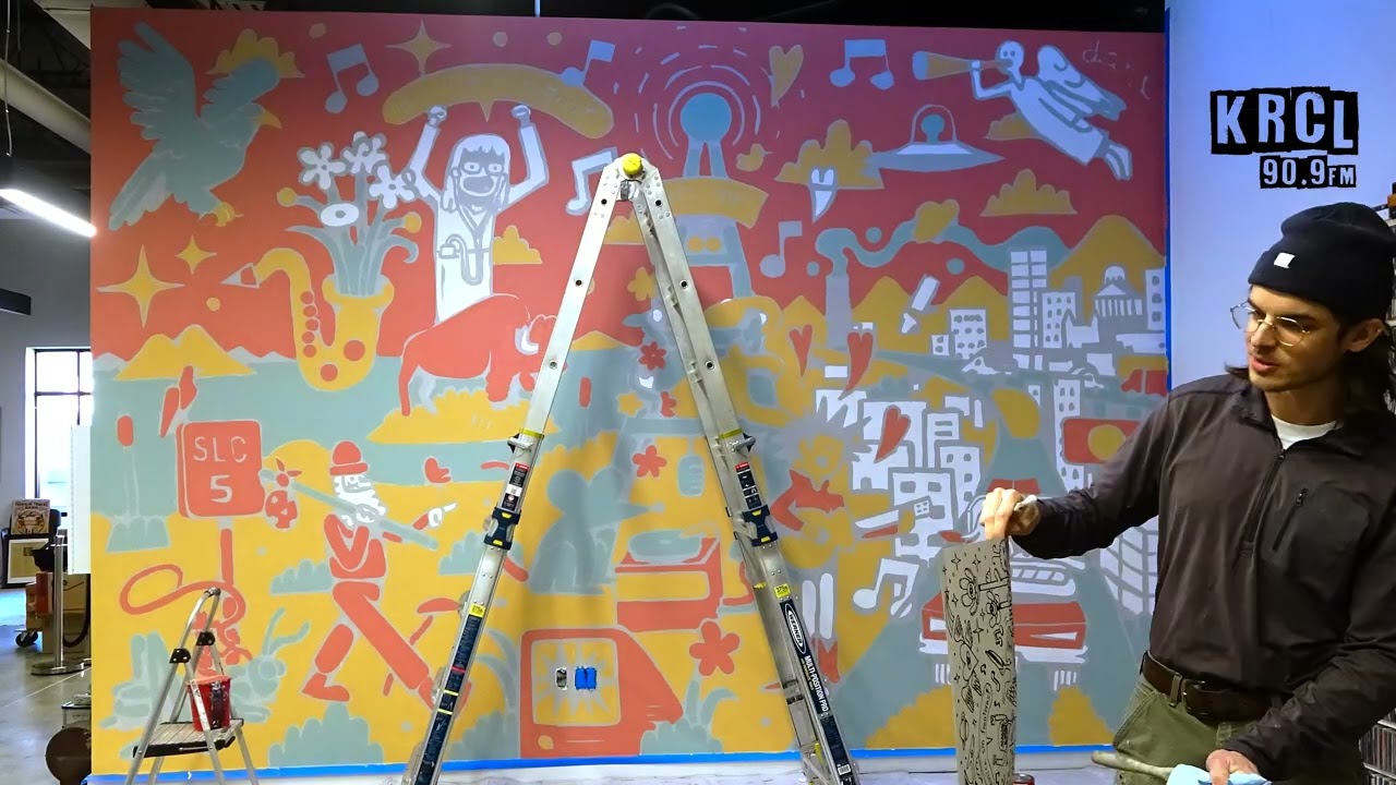 Local Art on Community Radio! KRCL's NEW Mural by Trevor Dahl [time lapse]