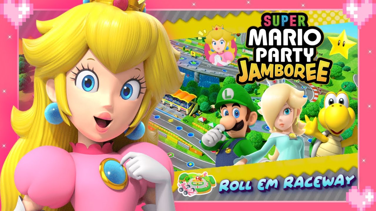 💗 Super Mario Party Jamboree (Roll 'em Raceway) Peach Gameplay 💗