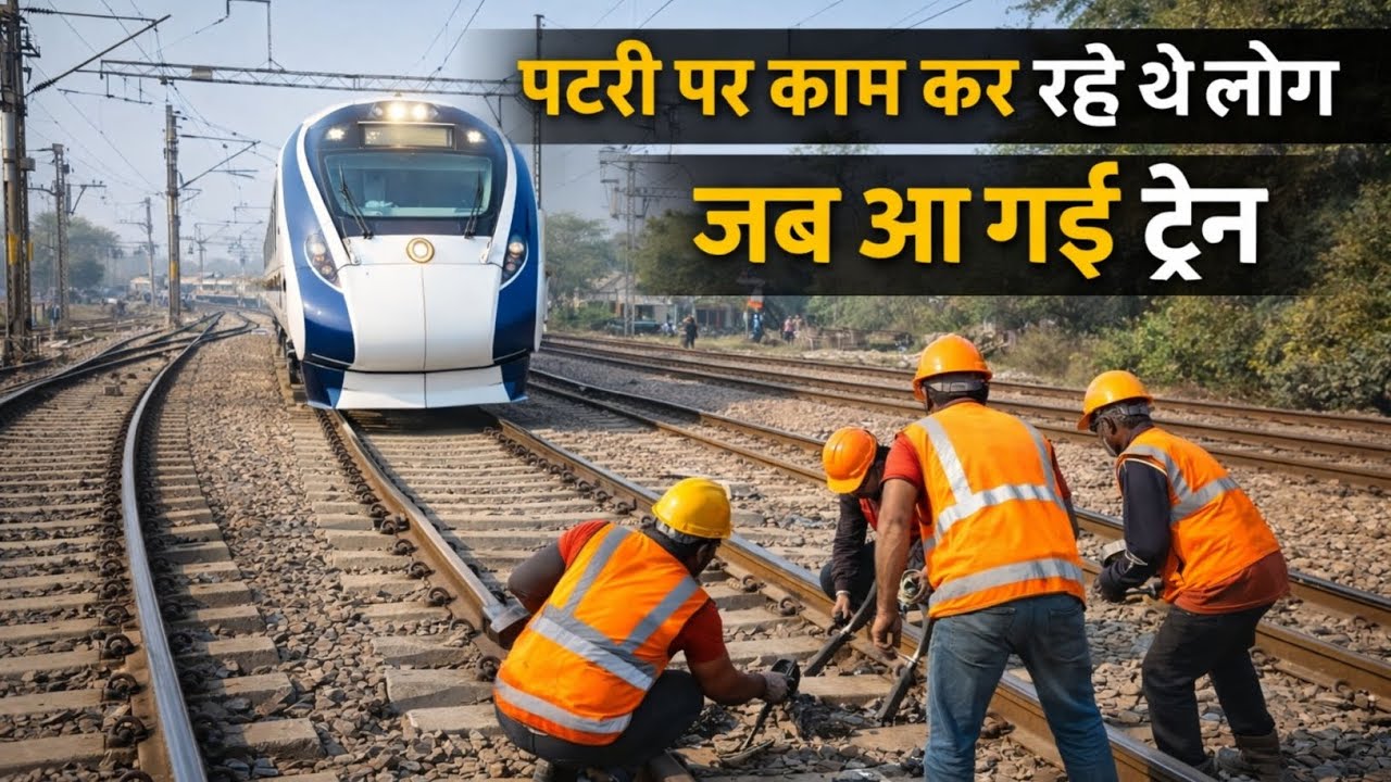 पटरी पर काम कर रहे थे लोग तभी आ गई वंदे भारत एक्सप्रेस | high speed crossing and overtake 