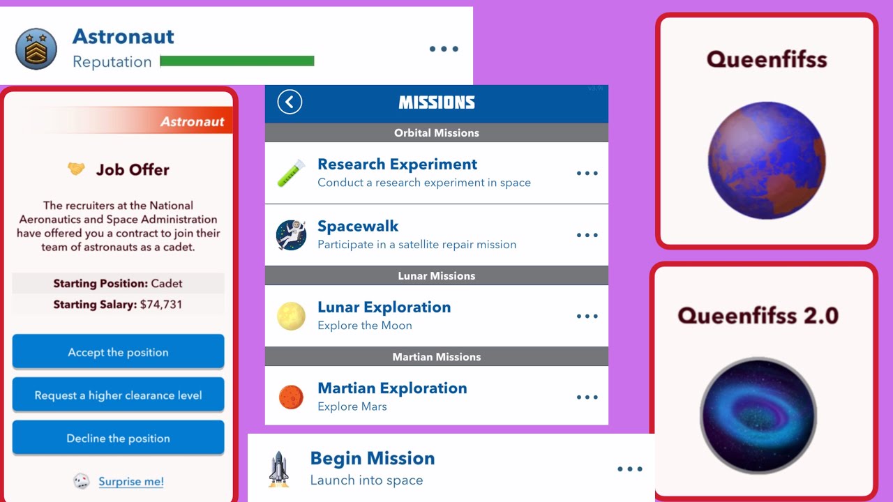 BECOMING AN ASTRONAUT in Bitlife | joining NASA | exploring the moon | naming a planet | alien comms