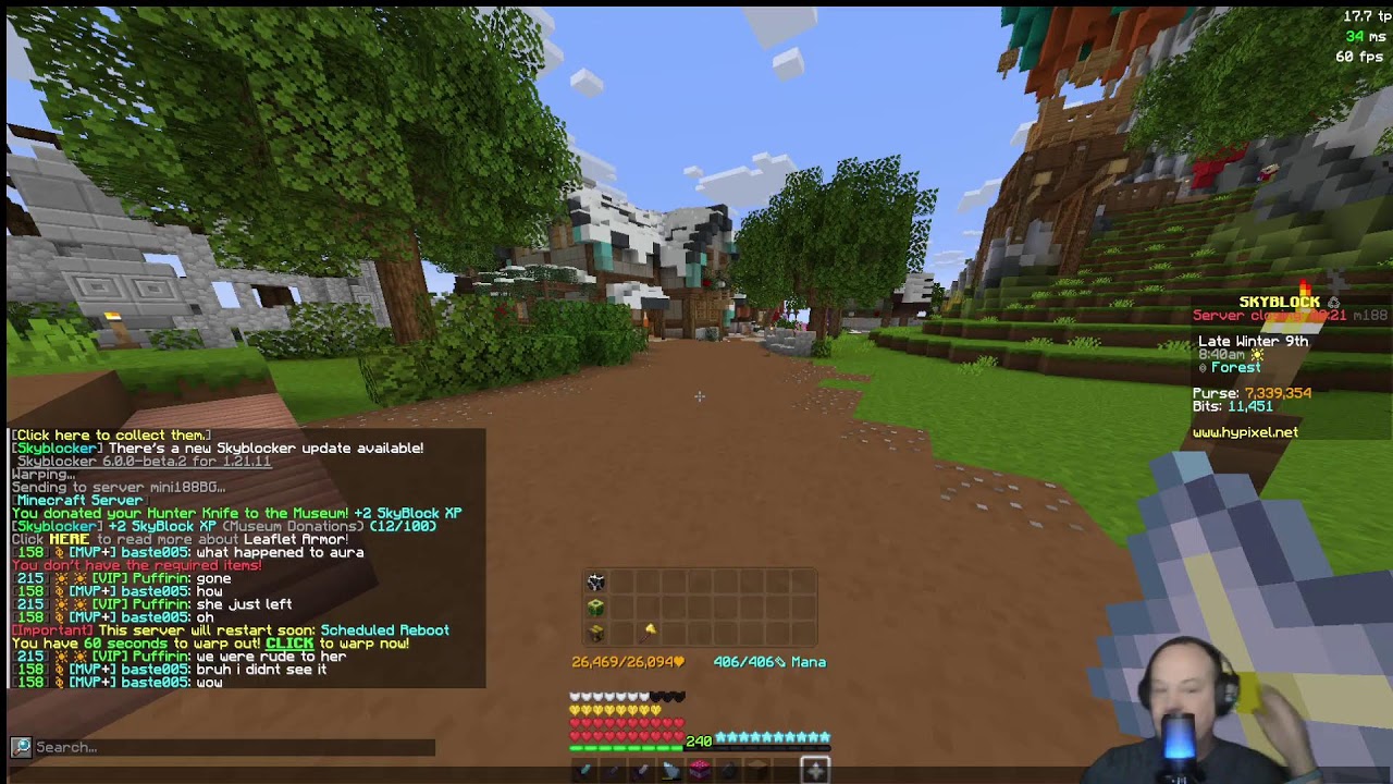 Working on dailys  on Ironman On Hypixel Skyblock