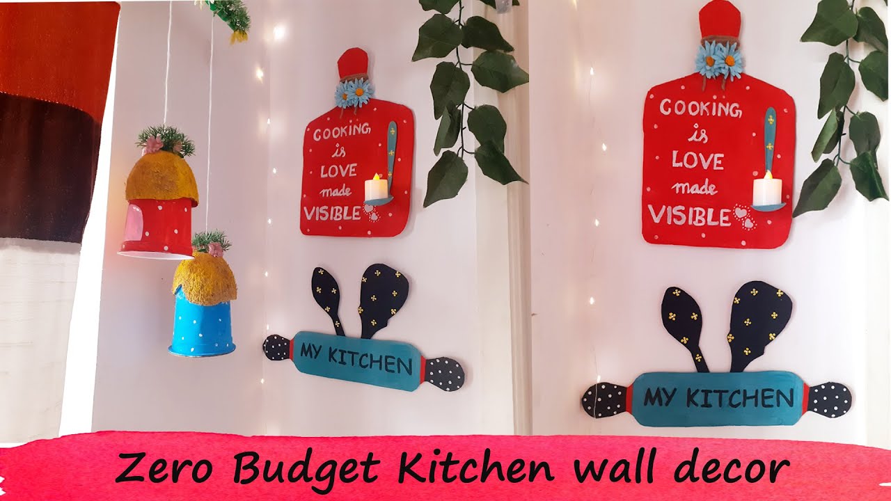 Zero budget Kitchen Wall Decoration Ideas | Rental kitchen makeover | DIY kitchen decor : Part 2