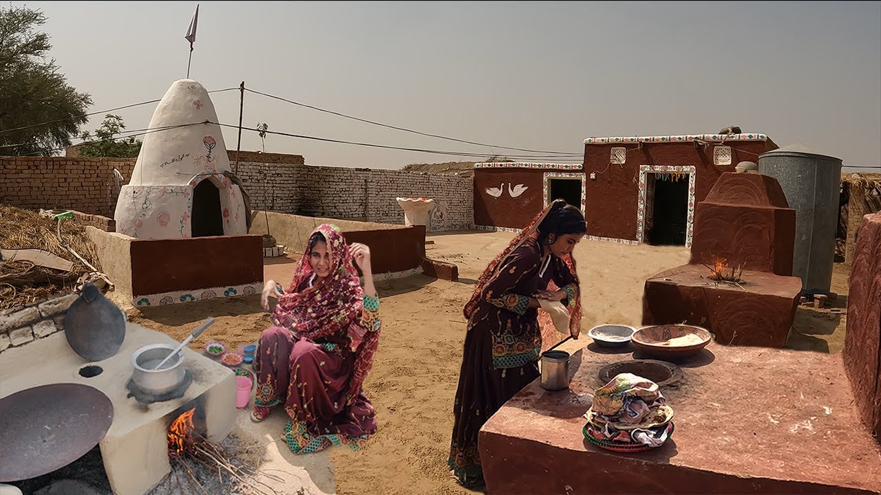 Village life of Pakistani Hindu women in Beautiful Mud house | Cooking okra for Lunch on Tandoor