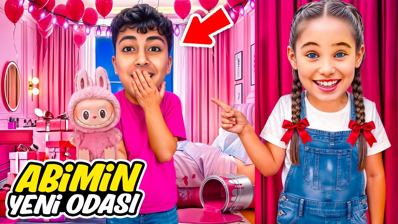 ABİMİN ODASINI PEMBE RENK İLE KAPLADIM BOYADIM !! KONTROL BİZDEN ÇIKTI !! ELİF SİNEMİ ODADAN KOVDU !