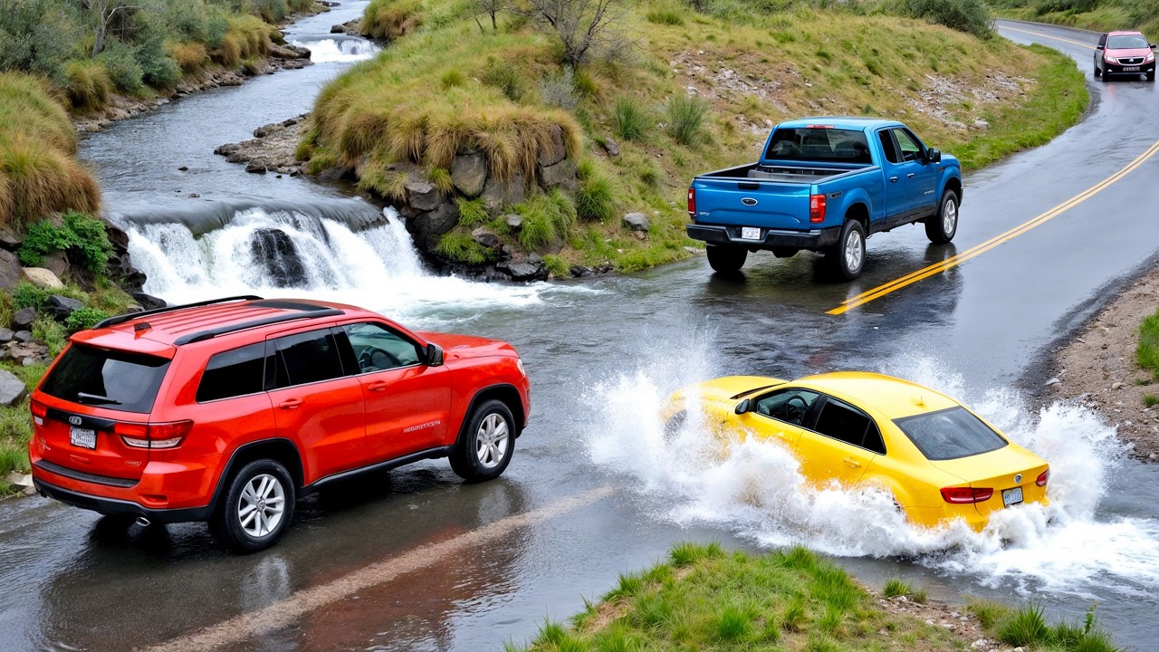 Cars vs Fast Flowing River Challenge #6 in BeamNG Drive!
