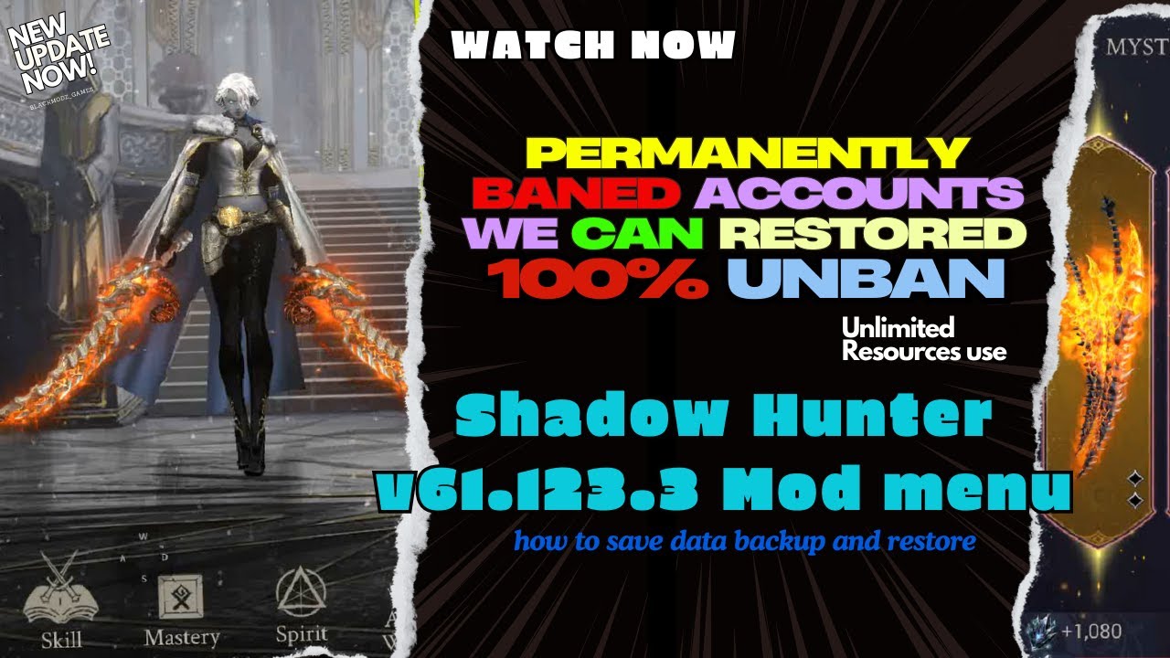 shadow hunter v61.123.3 VIP Mod |100% NO BAN | Permanently baned accounts restored 
