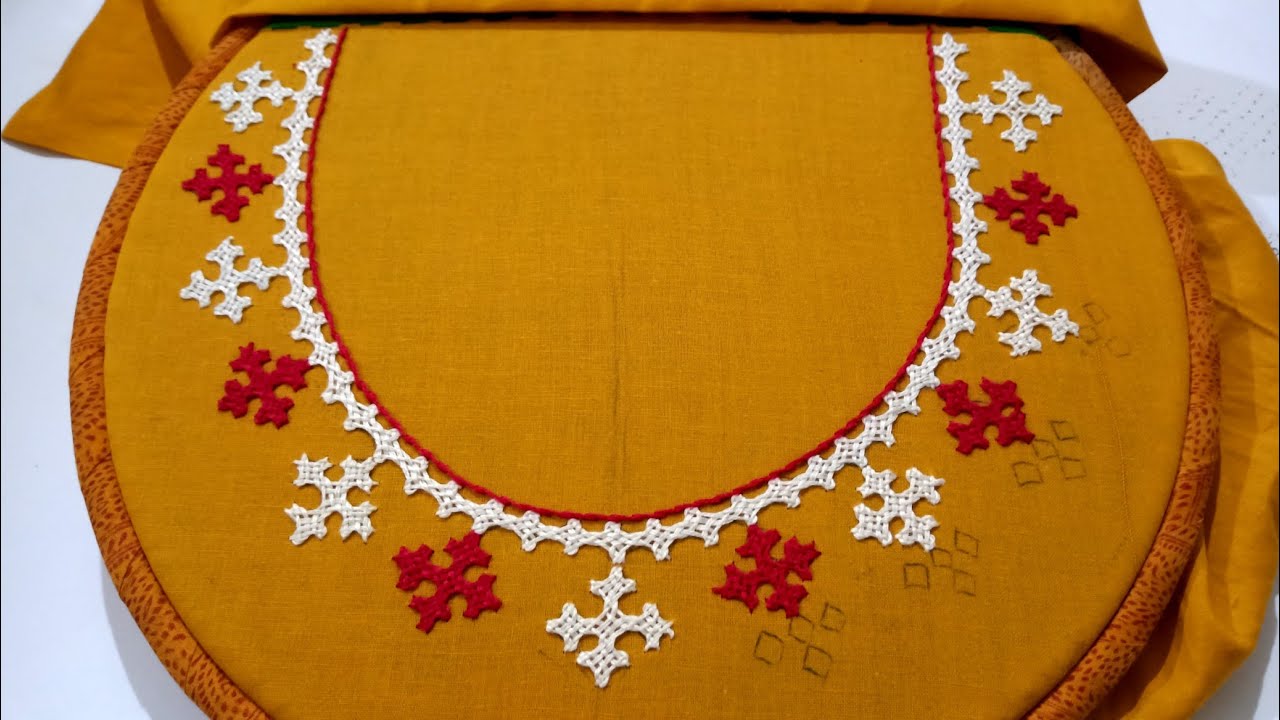 Indian Hand Embroidery# KUTCH WORK# ROUND Neck Design.