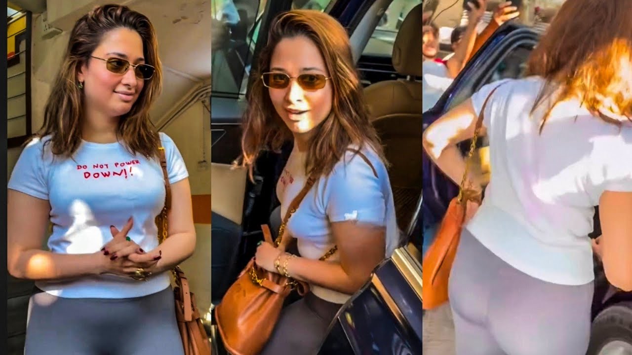 Tamannaah Bhatia after workout leaving the gym , greeting her fans 