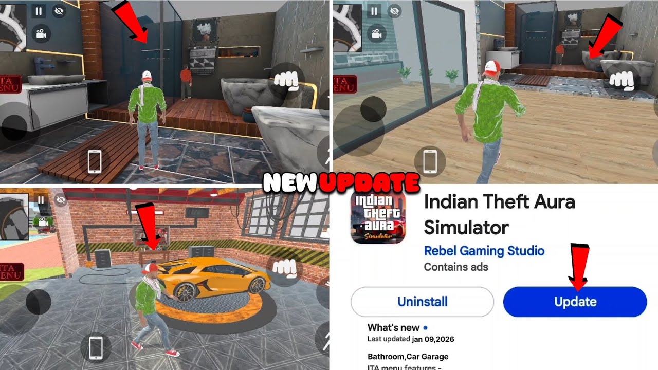 Finally New Update Aa Gya Indian Theft Aura Simulator | New Bathroom+Garage In Home | ITA New Update