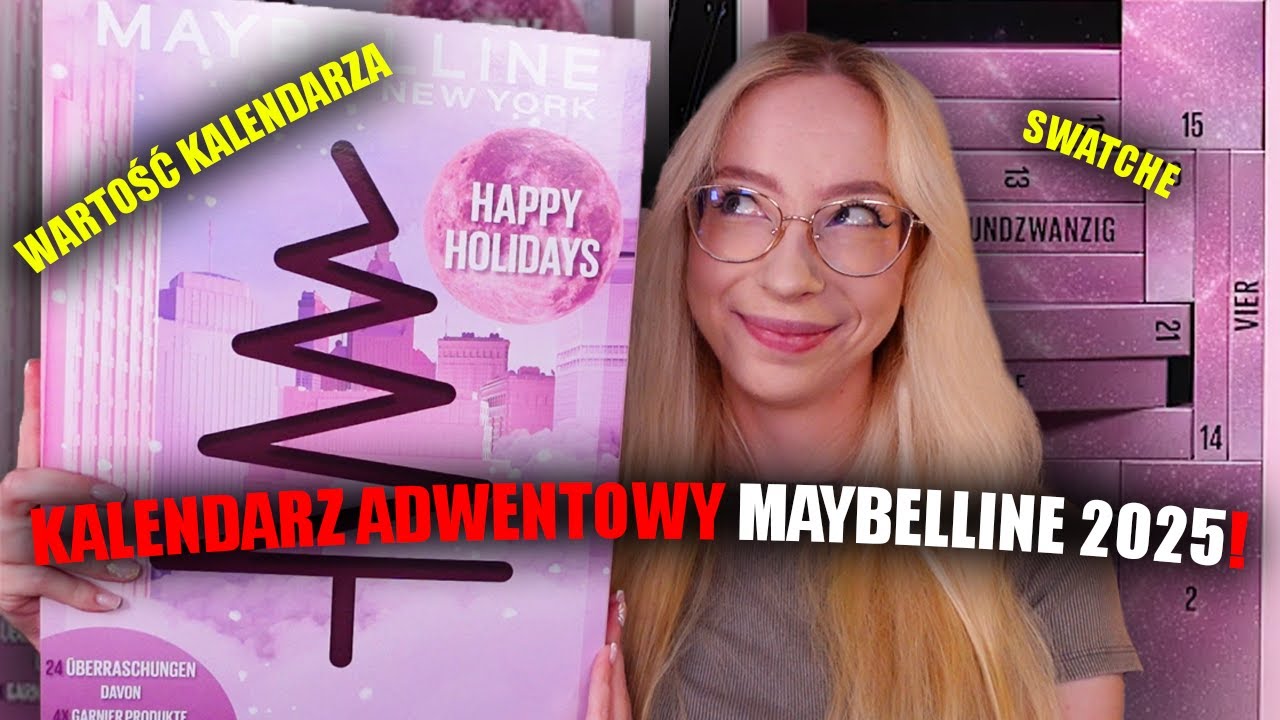 MAYBELLINE KALENDARZ ADWENTOWY 2025 HAPPY HOLIDAY 24 DNI! | UNBOXING | SWATCHE